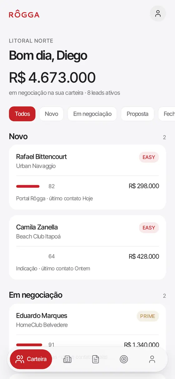 Tela do app Rôgga — carteira