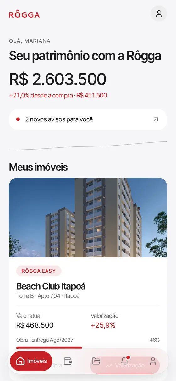 Tela do app Rôgga — cliente